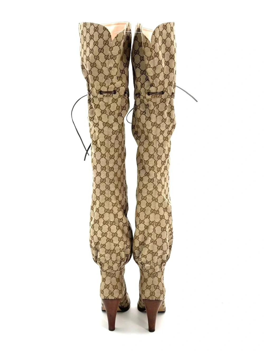 Gucci Lisa GG Monogram Slouch Thigh High Pull On Logo Boots 39